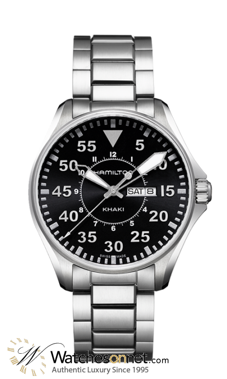 Hamilton Aviation  Quartz Men's Watch, Stainless Steel, Black Dial, H64611135
