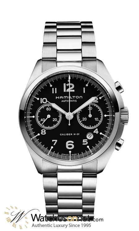 Hamilton Aviation  Chronograph Automatic Men's Watch, Stainless Steel, Black Dial, H76416135