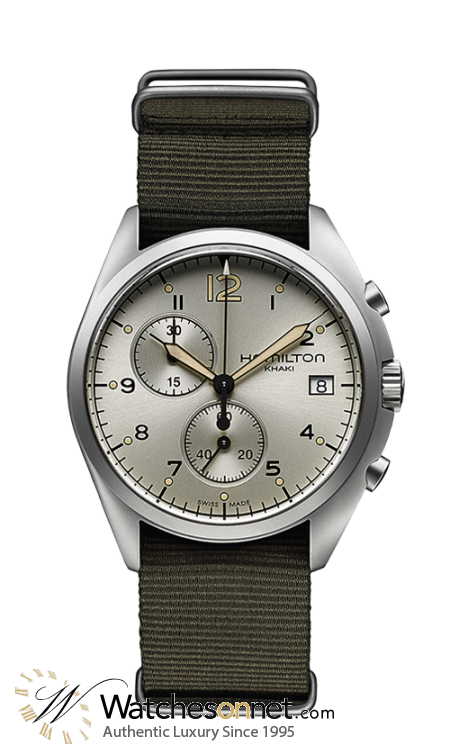 Hamilton Aviation  Chronograph Quartz Men's Watch, Stainless Steel, Silver Dial, H76552955