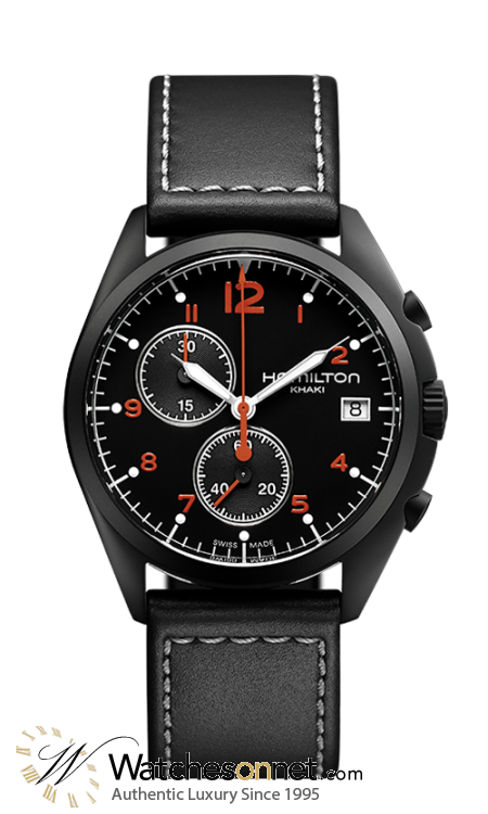 Hamilton Aviation  Chronograph Quartz Men's Watch, PVD Black Steel, Black Dial, H76582733