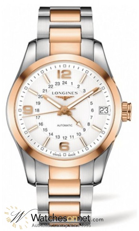 Longines Conquest  Automatic Men's Watch, Steel & 18K Rose Gold, Silver Dial, L2.799.5.76.7