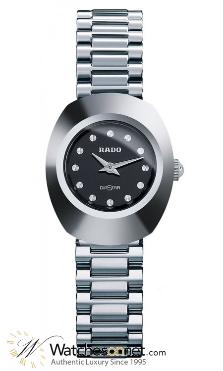 Rado Original  Quartz Women's Watch, Stainless Steel, Black & Diamonds Dial, R12558153
