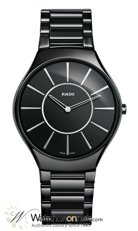 Rado True Thinline  Quartz Unisex Watch, Ceramic, Black Dial, R27741162