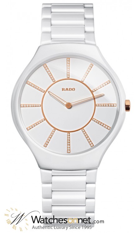 Rado True Thinline  Quartz Women's Watch, Ceramic, White & Diamonds Dial, R27957702