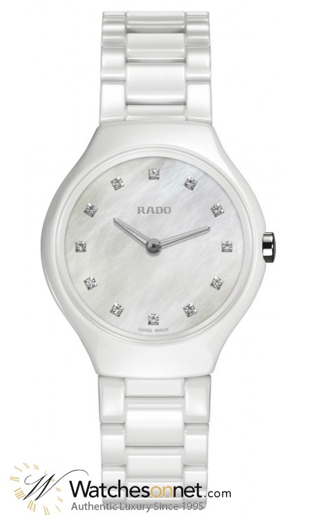 Rado True Thinline  Quartz Women's Watch, Ceramic, Mother Of Pearl & Diamonds Dial, R27958912