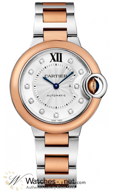 Cartier Ballon Bleu  Automatic Women's Watch, Steel & 18K Rose Gold, Silver Dial, W3BB0006