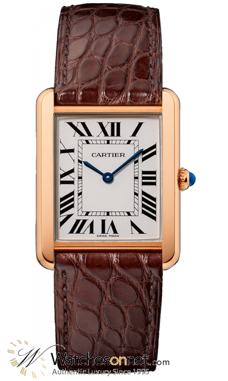 Cartier Tank Solo  Quartz Women's Watch, 18K Rose Gold, Silver Dial, W5200025