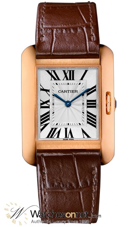 Cartier Tank Anglaise  Quartz Women's Watch, 18K Rose Gold, Silver Dial, W5310042
