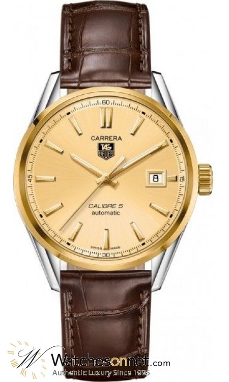 Tag Heuer Carrera  Automatic Men's Watch, Steel & 18K Yellow Gold, Gold Dial, WAR215A.FC6181