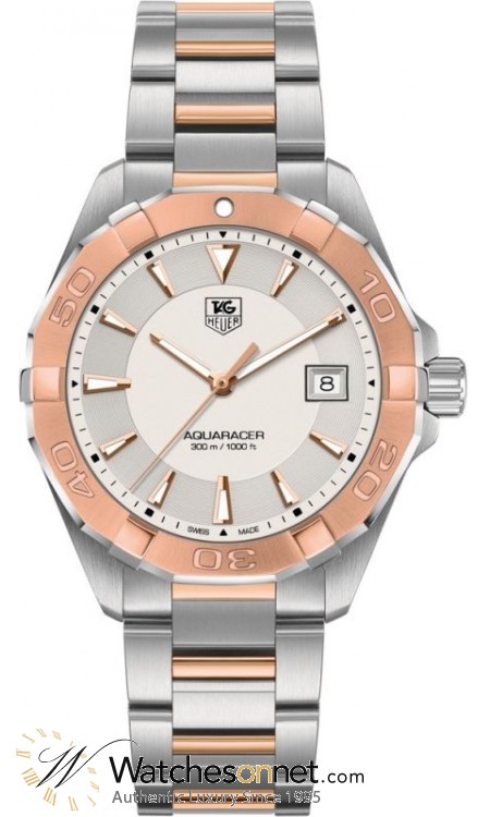 Tag Heuer Aquaracer  Automatic Men's Watch, Stainless Steel & Rose Gold, Silver Dial, WAY1150.BD0911