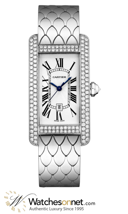 Cartier Tank Americaine  Automatic Women's Watch, 18K White Gold, Silver Dial, WB710011