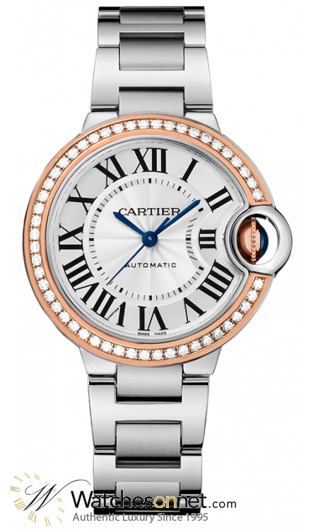 Cartier Ballon Bleu  Automatic Women's Watch, Steel & 18K Rose Gold, Silver Dial, WE902080