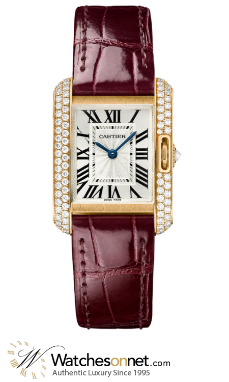 Cartier Tank Anglaise  Quartz Women's Watch, 18K Rose Gold, Silver Dial, WT100013