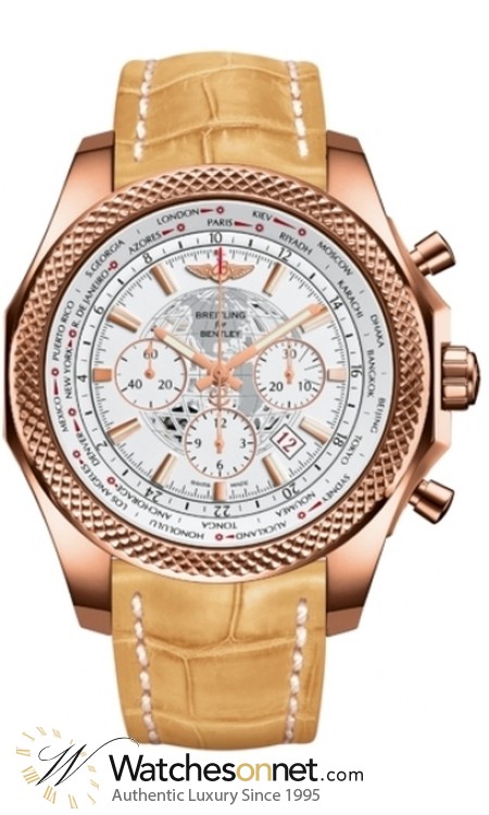 Breitling Bentley B05 Unitime  Chronograph Automatic Men's Watch, 18K Rose Gold, White Dial, RB0521U0.A756.896P