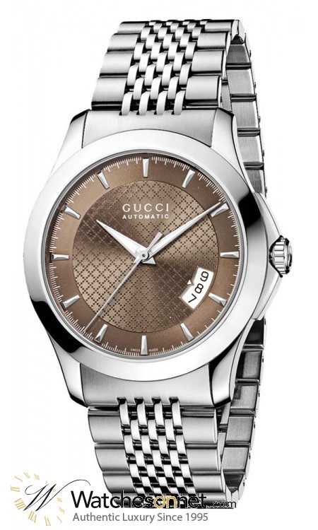 Gucci G-Timeless  Automatic Men's Watch, Stainless Steel, Brown Dial, YA126412