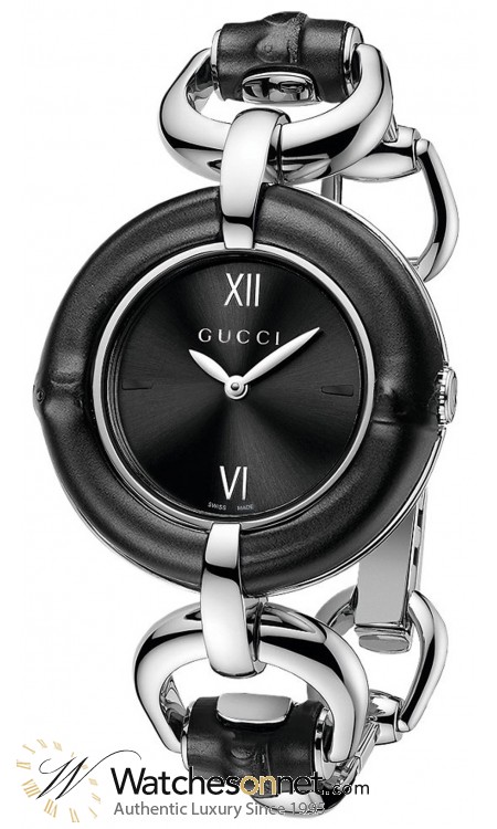 Gucci Bamboo  Quartz Women's Watch, Stainless Steel, Black Dial, YA132405