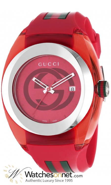 Gucci Sync  Quartz Men's Watch, Stainless Steel, Red Dial, YA137103