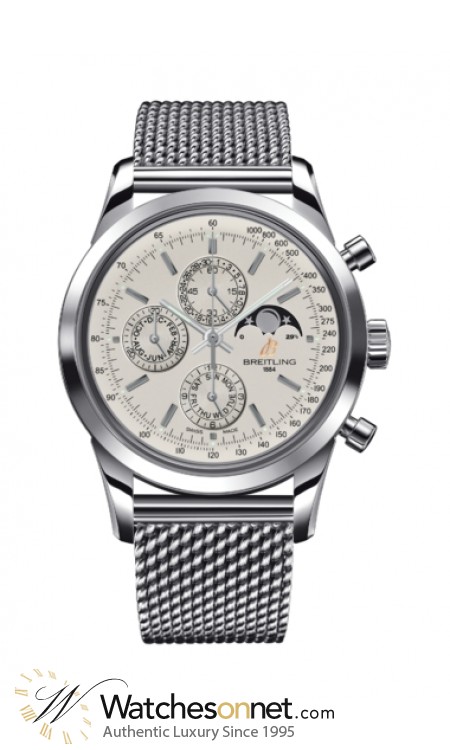 Breitling Transocean Chronograph 1461  Chronograph Automatic Men's Watch, Stainless Steel, Silver Dial, A1931012.G750.154A
