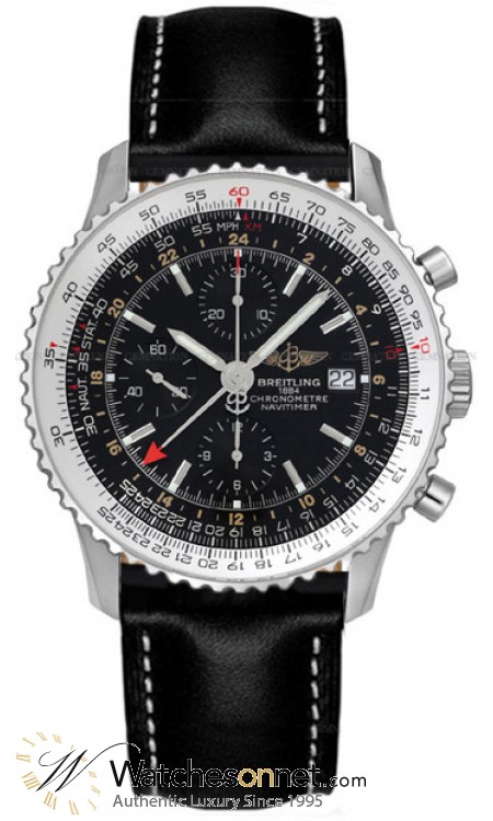 Breitling Navitimer World  Chronograph Automatic Men's Watch, Stainless Steel, Black Dial, A2432212.B726.760P