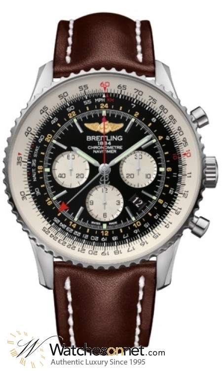 Breitling Navitimer GMT  Automatic Men's Watch, Stainless Steel, Black Dial, AB044121.BD24.444X