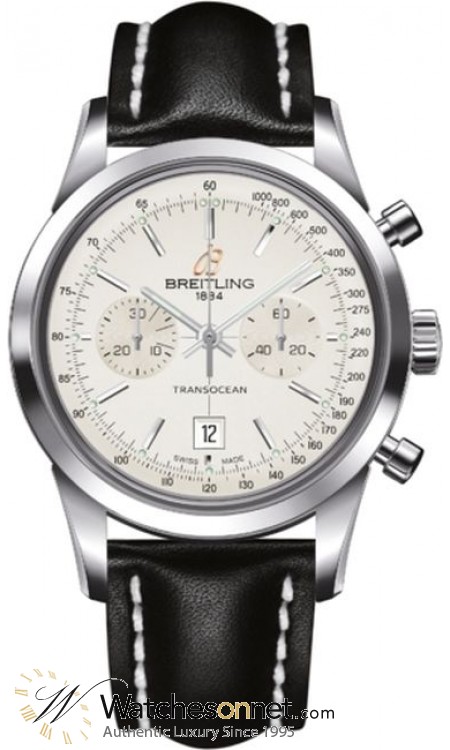 Breitling Transocean Chronograph 38  Automatic Men's Watch, Stainless Steel, Silver Dial, A4131012.G757.428X