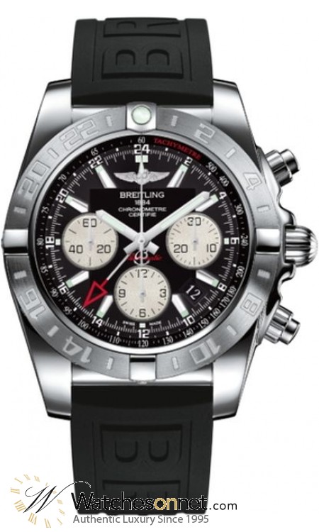 Breitling Chronomat 44 GMT  Chronograph Automatic Men's Watch, Stainless Steel, Black Dial, AB042011.BB56.152S