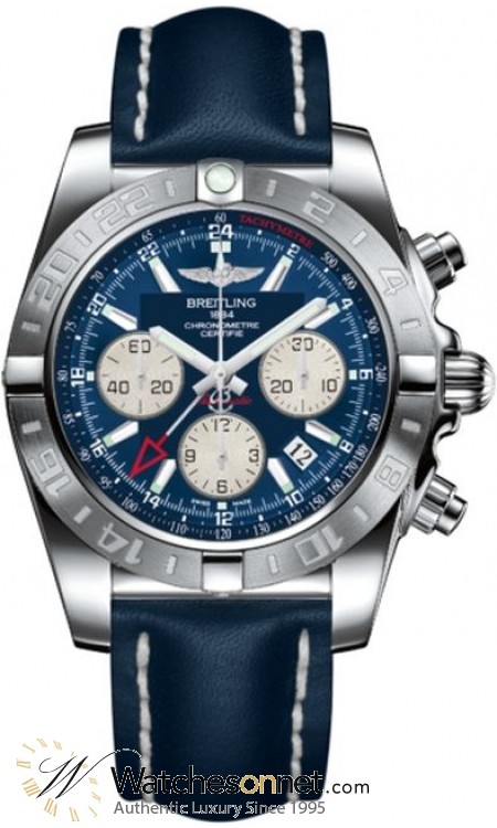 Breitling Chronomat 44 GMT  Chronograph Automatic Men's Watch, Stainless Steel, Blue Dial, AB042011.C851.105X