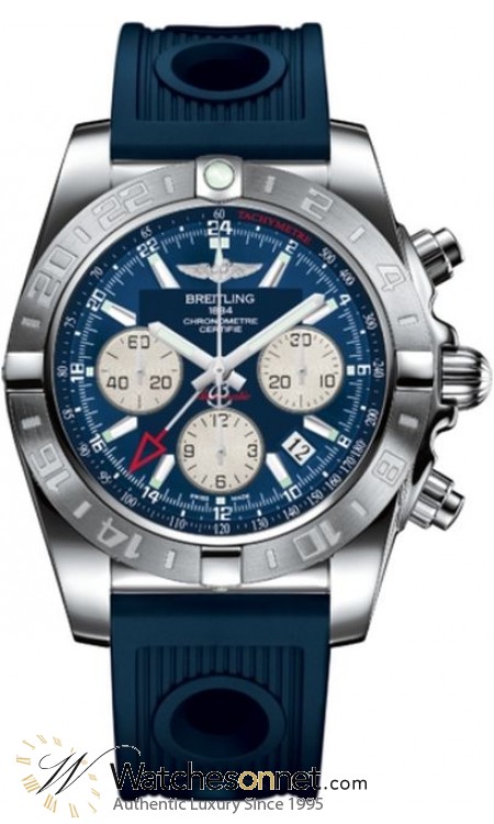 Breitling Chronomat 44 GMT  Chronograph Automatic Men's Watch, Stainless Steel, Blue Dial, AB042011.C851.211S