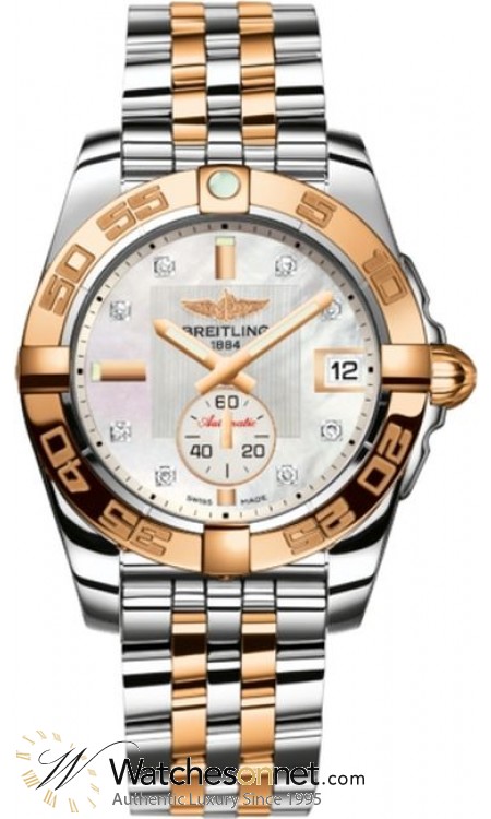 Breitling Galactic 36  Automatic Women's Watch, Steel & 18K Rose Gold, Mother Of Pearl & Diamonds Dial, C3733012.A725.376C