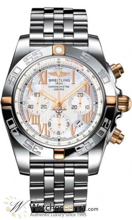 Breitling Chronomat 44  Chronograph Automatic Men's Watch, Steel & 18K Rose Gold, Mother Of Pearl Dial, IB011012.A693.375A