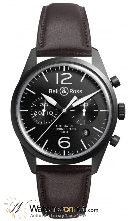Bell & Ross Vintage  Automatic Men's Watch, PVD, Black Dial, BRV126-BL-CA/SCA