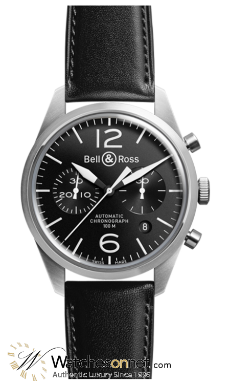 Bell & Ross Vintage  Automatic Men's Watch, Stainless Steel, Black Dial, BRV126-BL-ST/SCA