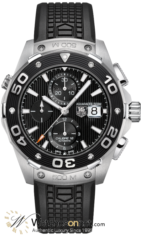Tag Heuer Aquaracer 500M  Chronograph Automatic Men's Watch, Stainless Steel, Black Dial, CAJ2110.FT6023