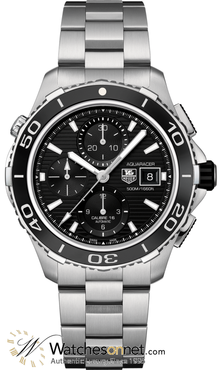 Tag Heuer Aquaracer 500M  Chronograph Automatic Men's Watch, Stainless Steel, Black Dial, CAK2110.BA0833
