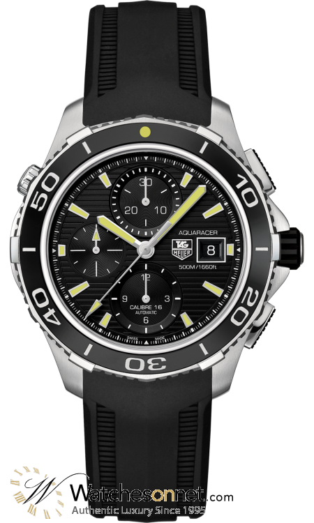 Tag Heuer Aquaracer 500M  Chronograph Automatic Men's Watch, Stainless Steel, Black Dial, CAK2111.FT8019