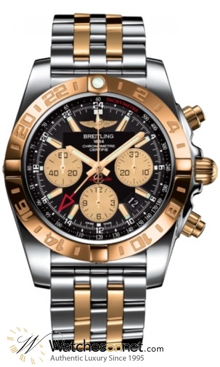 Breitling Chronomat 44 GMT  Automatic Men's Watch, Stainless Steel & Rose Gold, Black Dial, CB042012.BB86.375C