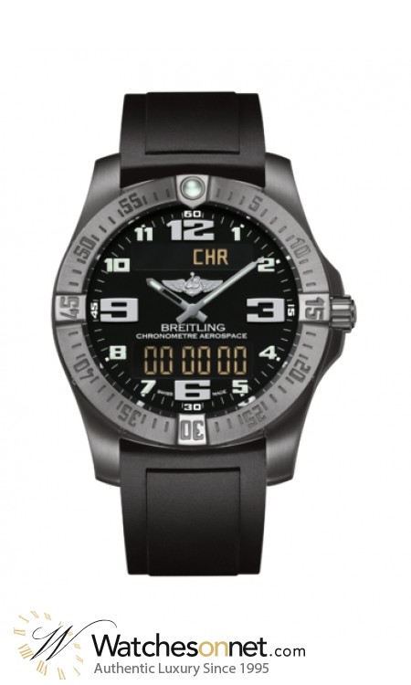 Breitling Aerospace Evo  Chronograph LCD Display Quartz Men's Watch, Titanium, Black Dial, E7936310.BC27.131S