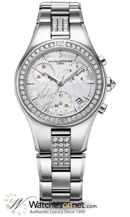 Baume & Mercier Linea  Chronograph Quartz Women's Watch, Stainless Steel, White Dial, MOA10017