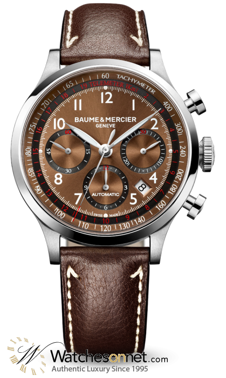 Baume & Mercier Capeland  Chronograph Automatic Men's Watch, Stainless Steel, Brown Dial, MOA10002