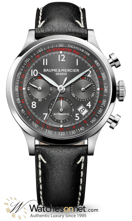 Baume & Mercier Capeland  Chronograph Automatic Men's Watch, Stainless Steel, Grey Dial, MOA10003