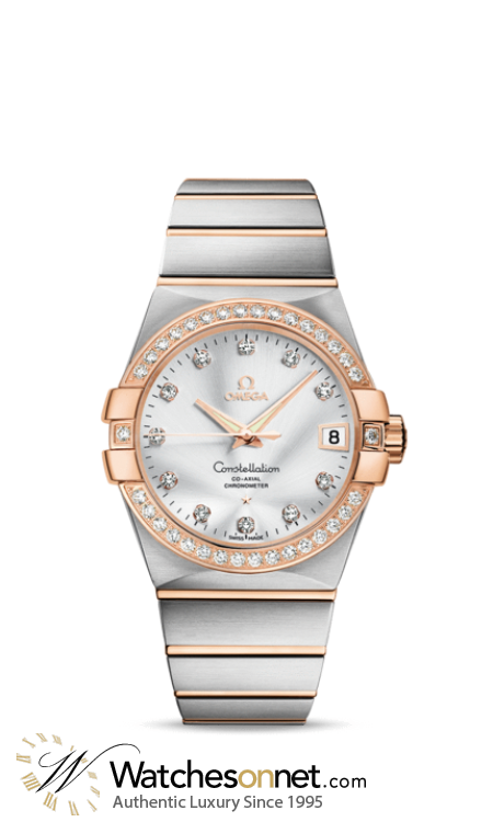 Omega Constellation  Automatic Men's Watch, 18K Rose Gold, Silver & Diamonds Dial, 123.25.38.21.52.001