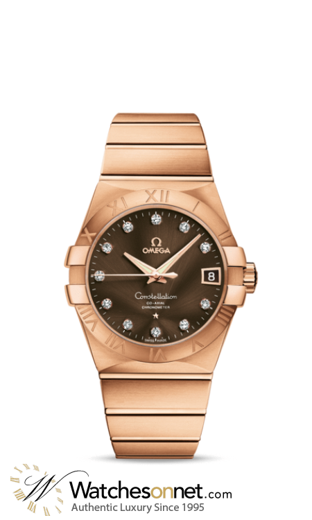 Omega Constellation  Automatic Men's Watch, 18K Rose Gold, Brown & Diamonds Dial, 123.50.38.21.63.001