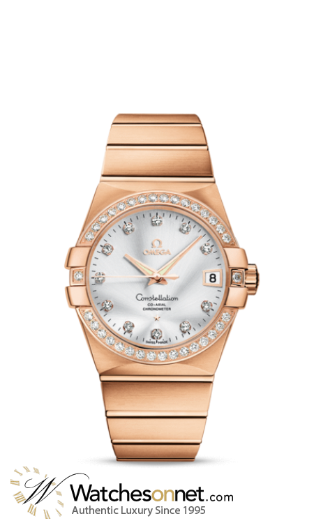 Omega Constellation  Automatic Men's Watch, 18K Rose Gold, Silver & Diamonds Dial, 123.55.38.21.52.001