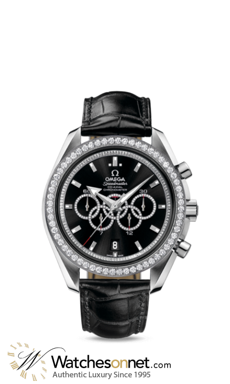 Omega Speedmaster Broad Arrow  Chronograph Automatic Men's Watch, 18K White Gold, Black & Diamonds Dial, 321.58.44.52.51.001