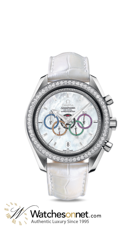 Omega Speedmaster Broad Arrow  Chronograph Automatic Women's Watch, 18K White Gold, White & Diamonds Dial, 321.58.44.52.55.001