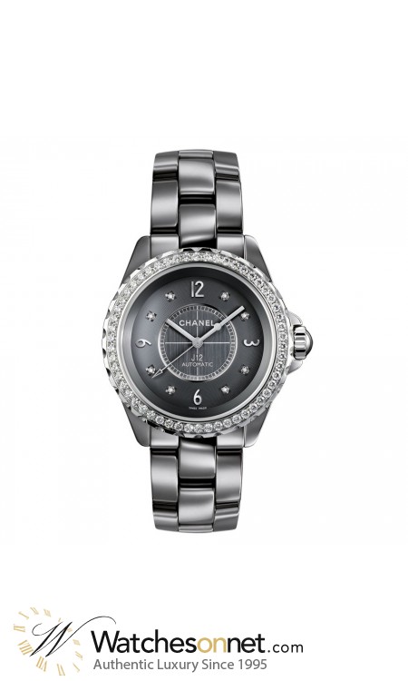 Chanel J12 Chromatic  Quartz Women's Watch, Titanium Ceramic, Grey & Diamonds Dial, H2565