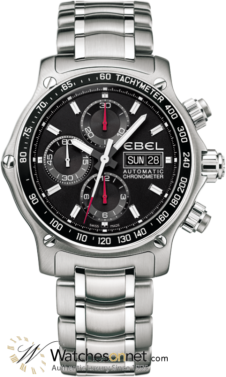 Ebel 1911 Discovery  Chronograph Automatic Men's Watch, Stainless Steel, Black Dial, 1215794