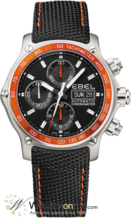 Ebel 1911 Discovery  Chronograph Automatic Men's Watch, Stainless Steel, Black Dial, 1215889