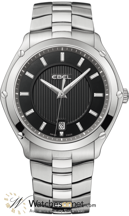 Ebel Classic Sport  Quartz Men's Watch, Stainless Steel, Black Dial, 1216018