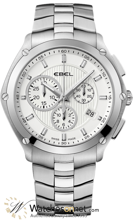 Ebel Classic Sport  Chronograph Quartz Men's Watch, Stainless Steel, Silver Dial, 1216043